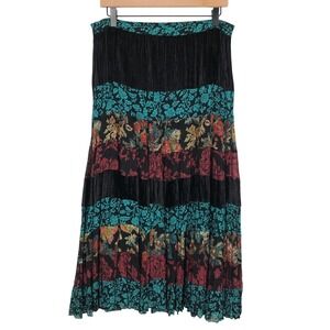 COLDWATER CREEK Tiered Floral Broomstick Maxi Skirt Sz M Whimsigoth Boho Cottage